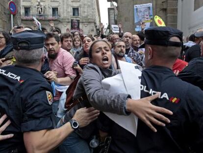 Protestas en Santiago contra la visita de Merkel, el pasado agosto