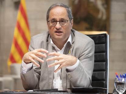 Quim Torra, durante una reunión telemática de la Conferencia de Presidentes autonómicos..