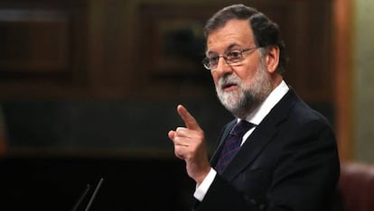 Mariano Rajoy, durante la comparecencia.