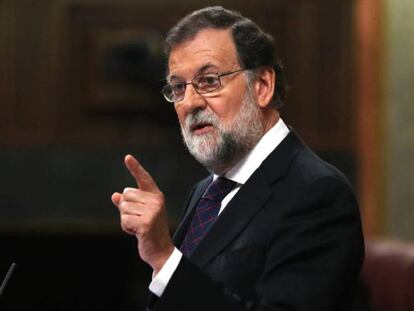 Mariano Rajoy, durante la comparecencia.