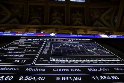 Panell informatiu de l'IBEX 35.
