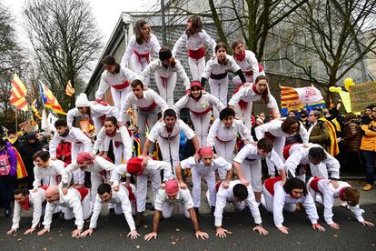 Falcons a Brussel·les per animar la manifestació catalanista.