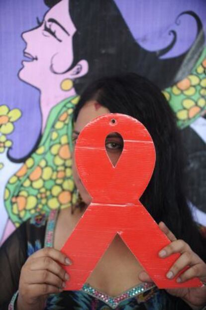 Campaña de prevención del VIH en India.