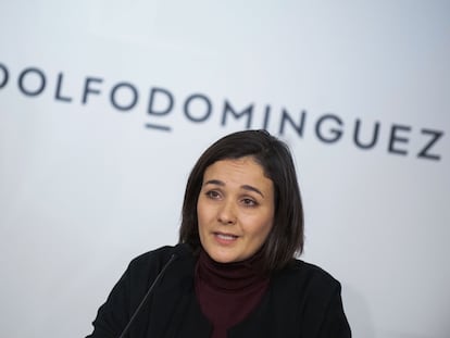 Adriana Domínguez, presidenta ejecutiva de Adolfo Domínguez, durante la presentación de los últimos resultados anuales, en abril de 2023 en Ourense.