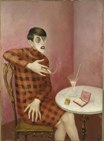 Retrato de la priodista Sylvia von Harden, 1926. Óleo y tempera sobre madera.