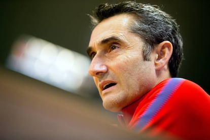 Valverde, en la sala de prensa de la Ciudad Deportiva. 