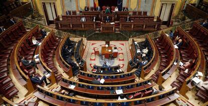 Hemiciclo del Congreso en el debate de la quinta prórroga del estado de alarma.