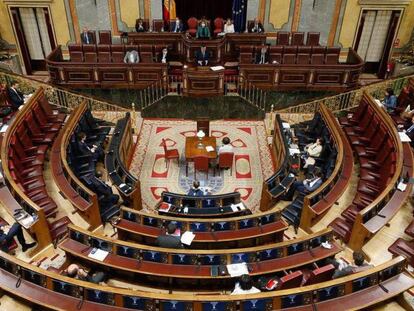 Hemiciclo del Congreso en el debate de la quinta prórroga del estado de alarma.