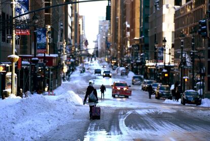 Els carrers de Nova York plens de neu.