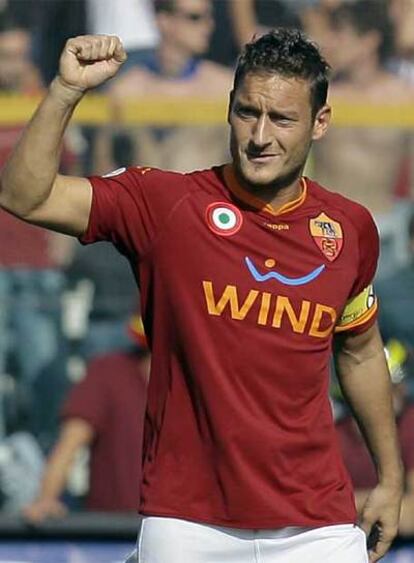 El capitán del Roma, Totti, en un partido de la Liga italiana.