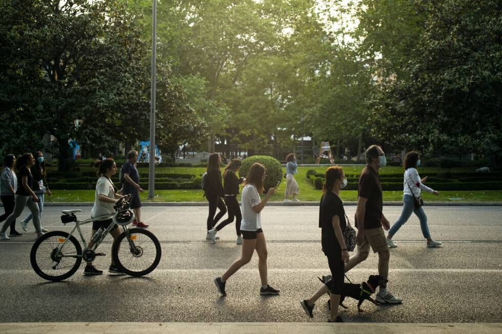 Paseo del Prado (Madrid), entre las plazas de Cibeles y Neptuno.