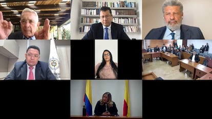 Discusión entre Álvaro Uribe y la jueza Sandra Heredia, durante la transmisión de la sentencia contra el expresidente colombiano, el 1 de agosto de 2025.