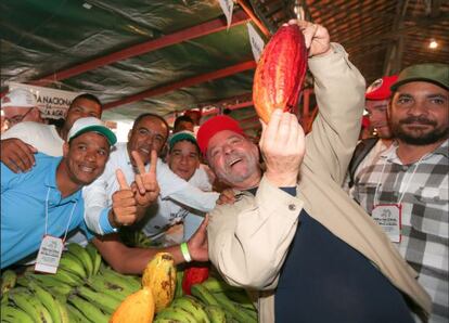 Lula en encuentro con agricultores ese año en São Paulo.