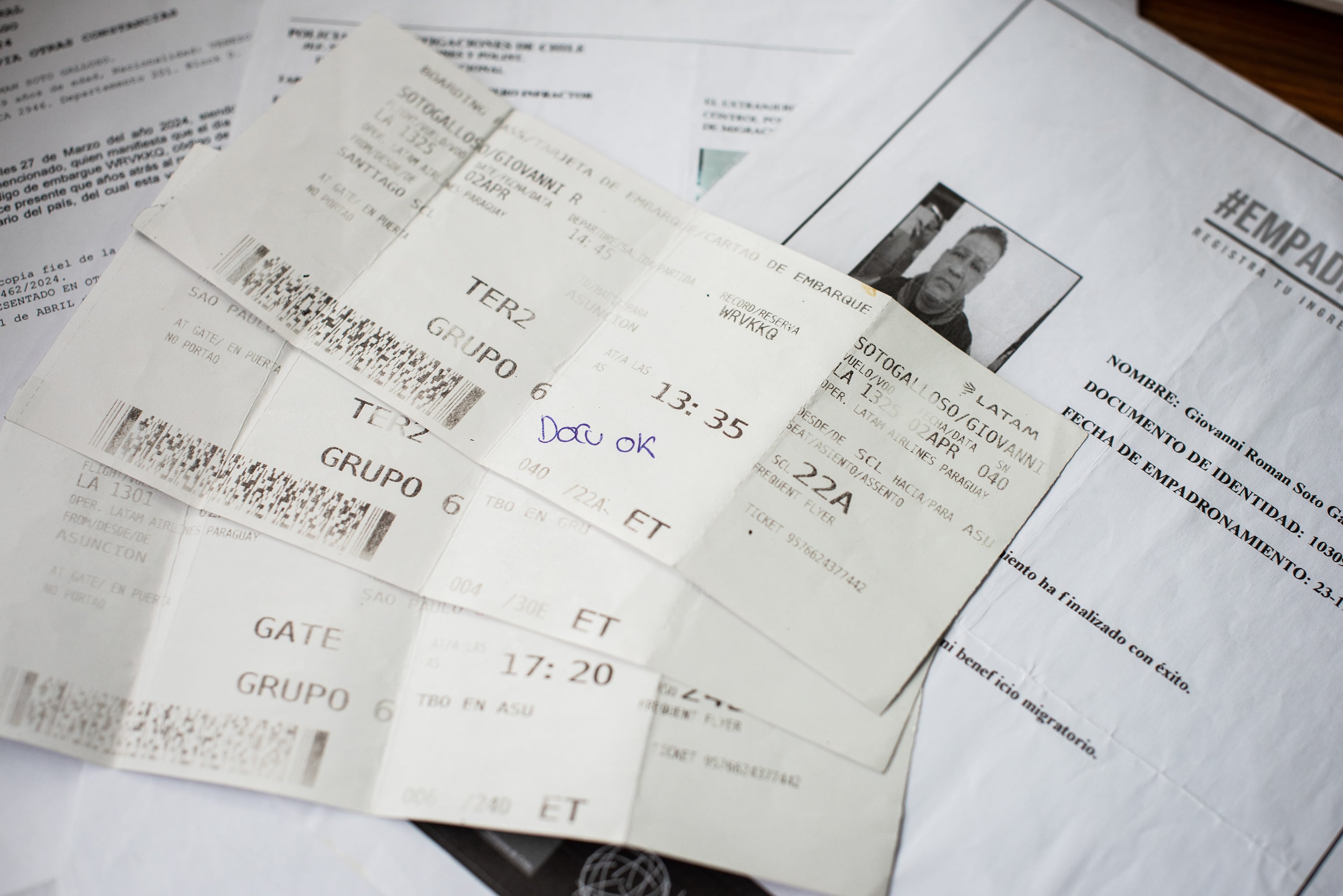 Documentos de Giovanni Soto.