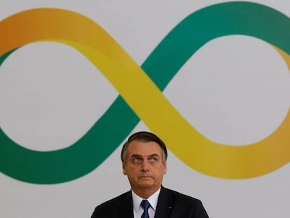 Bolsonaro, durante a cerimônia que marcou os 100 dias de seu governo.