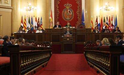 Pere Aragonès, durante su intervención en el Senado este jueves defendiendo la amnistía.