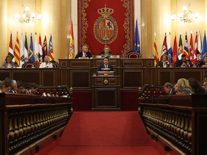 Pere Aragonès, durante su intervención en el Senado este jueves defendiendo la amnistía.