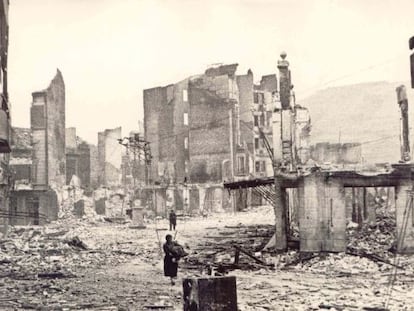 The Basque city of Gernika after it was bombed by German and Italian planes.