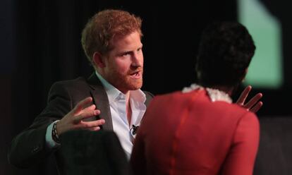 Enrique de Inglaterra, durante su intervención en el Obama Foundation Summit.