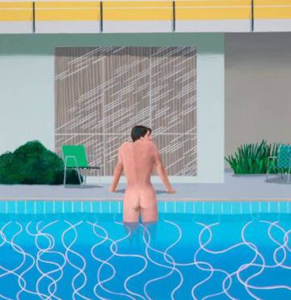 &#039;Peter saliendo de la piscina de Nick&#039; (1967), obra de David Hockney.