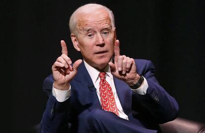 Biden, durante una conferencia en la Universidad de Utah.