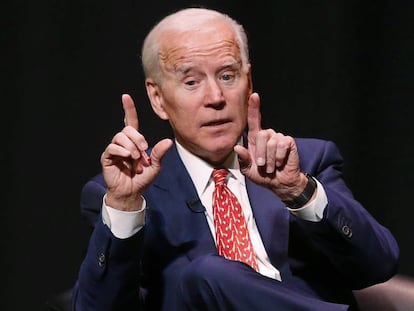 Biden, durante una conferencia en la Universidad de Utah.