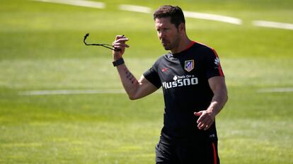 Simeone, durante un entrenamiento previo a la final.