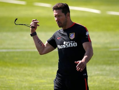 Simeone, durante un entrenamiento previo a la final.