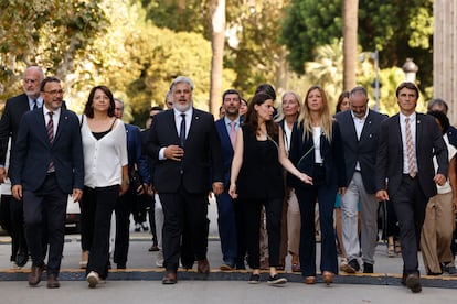 Llegada de los diputados Junts al pleno del Parlament sin Carles Puigdemont. 