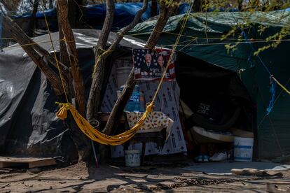 Campamento de refugiados migrantes en Matamoros Tamaulipas