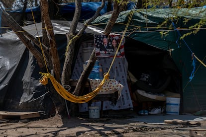 Campamento de refugiados migrantes en Matamoros Tamaulipas