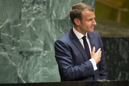 El presidente francés, Emmanuel Macron, en su discurso en la ONU.