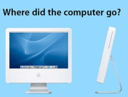"¿Dónde ha ido el ordenador?", puede leerse en este anuncio de Apple para promocionar el nuevo modelo de iMac, el G5.