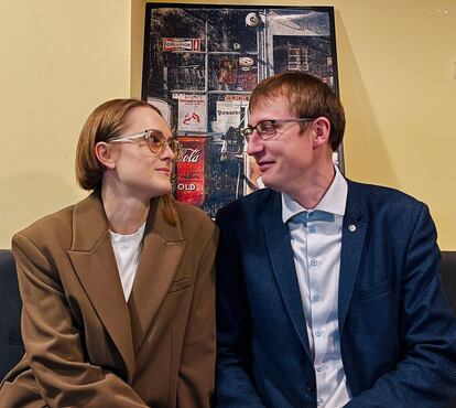 Irina Golovco y su esposo, Anatoli Golovco, en un restaurante del cenro de Chisinau.