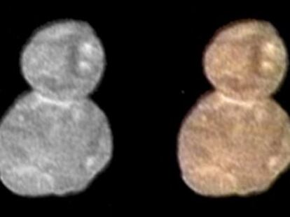 La NASA publica la primera imagen enviada por la sonda  New Horizons  desde Ultima Thule, un objeto rojizo con una forma parecida a la de un muñeco de nieve a 6.600 millones de kilómetros de la Tierra