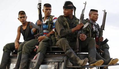 Un grupo de guerrilleros de las FARC, en 2016.