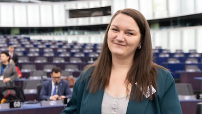 Samantha Townsend, el 26 de octubre de 2023, en una sesión del Parlamento Europeo en Estrasburgo dedicada a la violencia contra representantes locales, en una fotografía cedida por el Consejo de Europa.