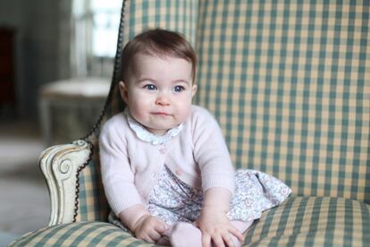 Al llegar a los seis meses de vida, el palacio de Kensington volvió a difundir fotografías oficiales de la pequeña, retrata, de nuevo, por su madre. Las fotografías fueron realizadas por Kate Middleton en su casa de la familia Anmer Hall, en Norfolk, a principios de noviembre de 2015.