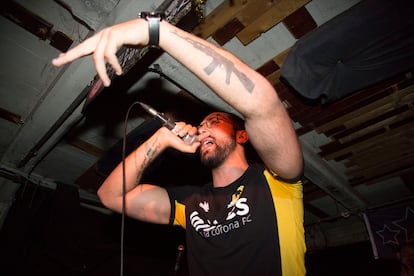 El rapero Josep Miguel Arenas, más conocido como Valtònyc, durante un concierto en Bélgica en 2019.