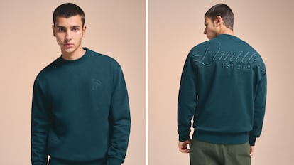 Este otro modelo de sudadera de la colección de Pedri queda más pegada al cuerpo y se vende en color oscuro.