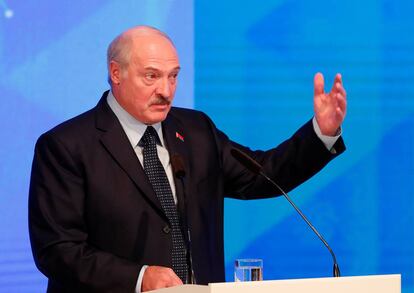 El presidente de Bielorrusia, Alexander Lukashenko, durante un discurso en Gomel en octubre.