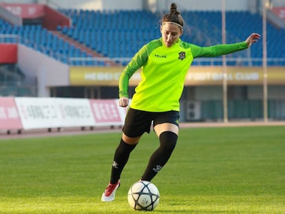 Vero Boquete durante un entrenamiento con el Beijing BG.