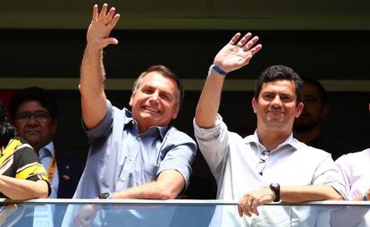 Jair Bolsonaro e Sergio Moro em fevereiro.