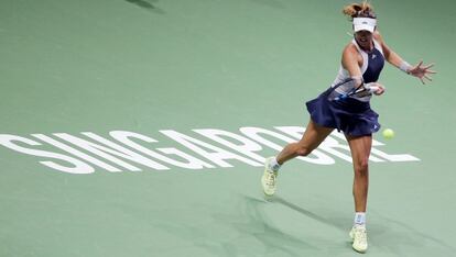 Muguruza, durante el duelo contra Kerber.