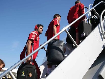 Los jugadores de la selección española ponen rumbo a Brasil