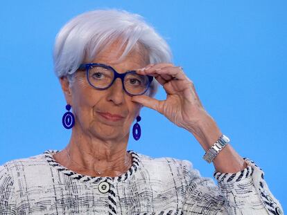 La presidenta del BCE, Christine Lagarde, ayer en Fráncfort.