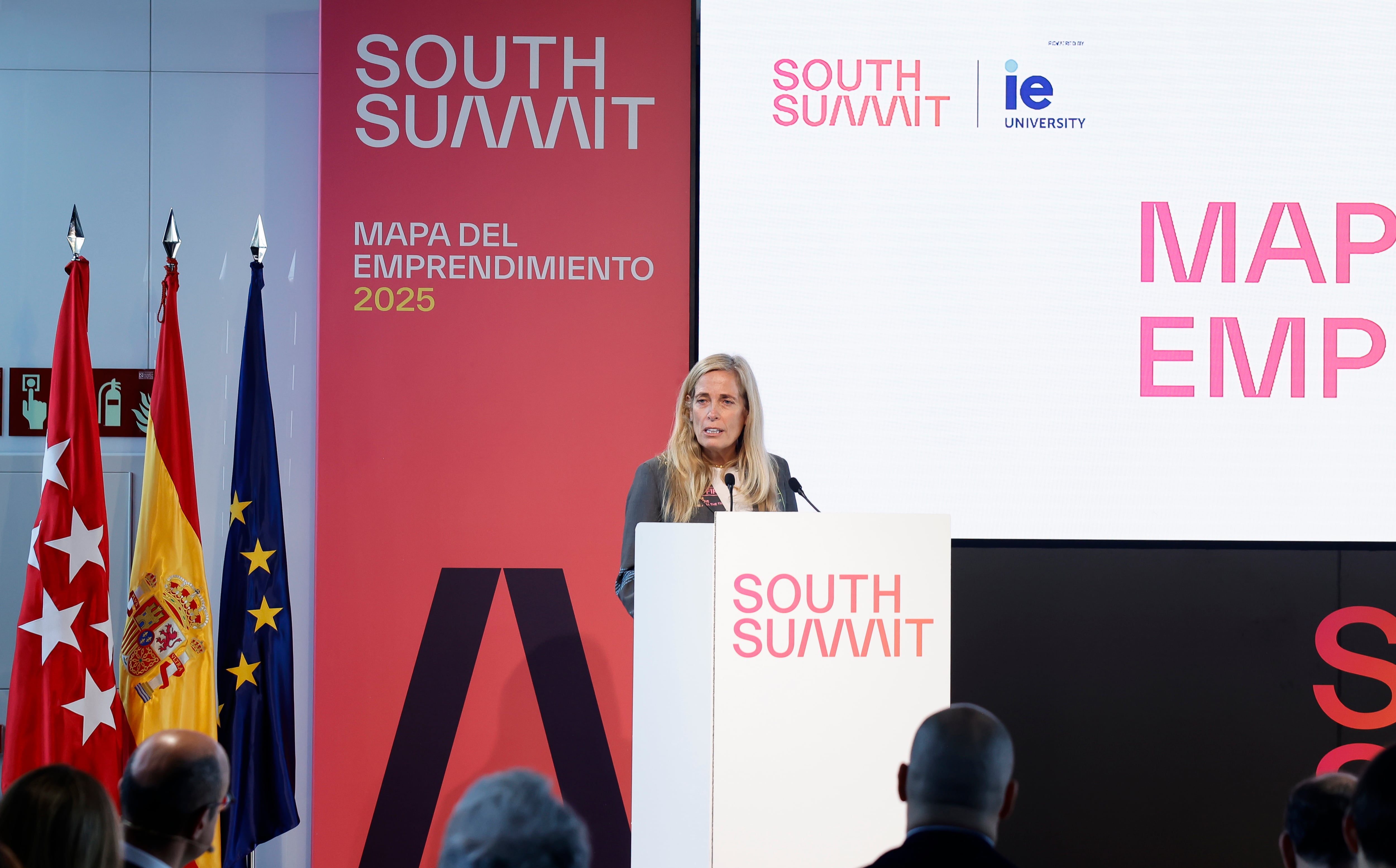 La consejera de Economía de la Comunidad de Madrid, Rocía Albert, en la presentación del Mapa del Emprendimiento este jueves en Madrid.