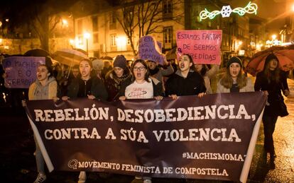 Manifestación en Santiago de Compostela en contra de la violencia de género y en apoyo a Diana Quer el pasado 2 de enero.