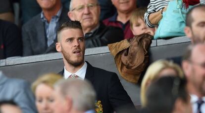 David de Gea, la semana pasada, en la grada de Old Trafford