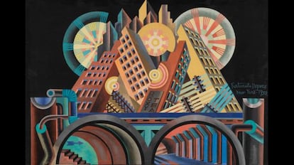 Fortunato Depero, 'Arranha-céus e túneis' (Gratticieli e tunnel), 1930.